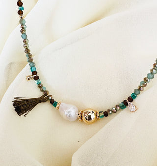 CHOKER PERLA & ZIRCONIA VERDE