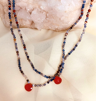 COLLAR CUARZO AZUL & CORNALINA