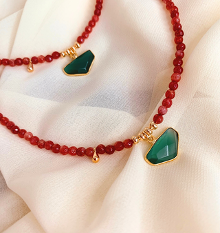 COLLAR ÁGATA ROJA & CUARZO VERDE