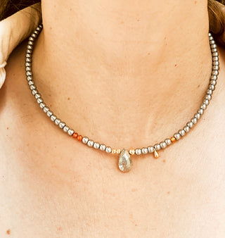 CHOKER PERLA CRISTAL & LABRADORITA