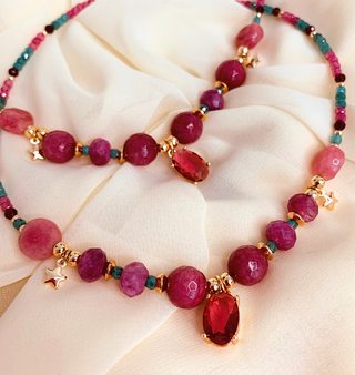 COLLAR ÁGATA CHERRY & ZIRCONIA