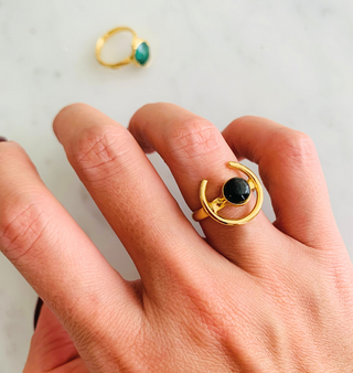 ANILLO OBSIDIANA PLATA ECHIZADA