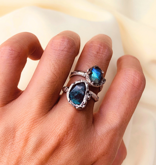 ANILLO DOBLE BLUE LABRADORITA