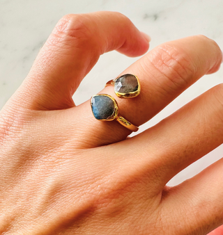 ANILLO DOBLE BLUE LABRADORITA