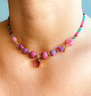 COLLAR ÁGATA CHERRY & ZIRCONIA